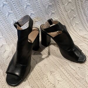 Black Chunky Heeled Open-Toe Sandals